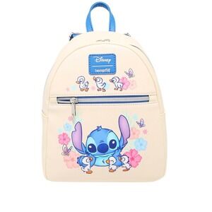 Loungefly Stitch With Ducks Disney Mini Backpack Cream Blue NWT New